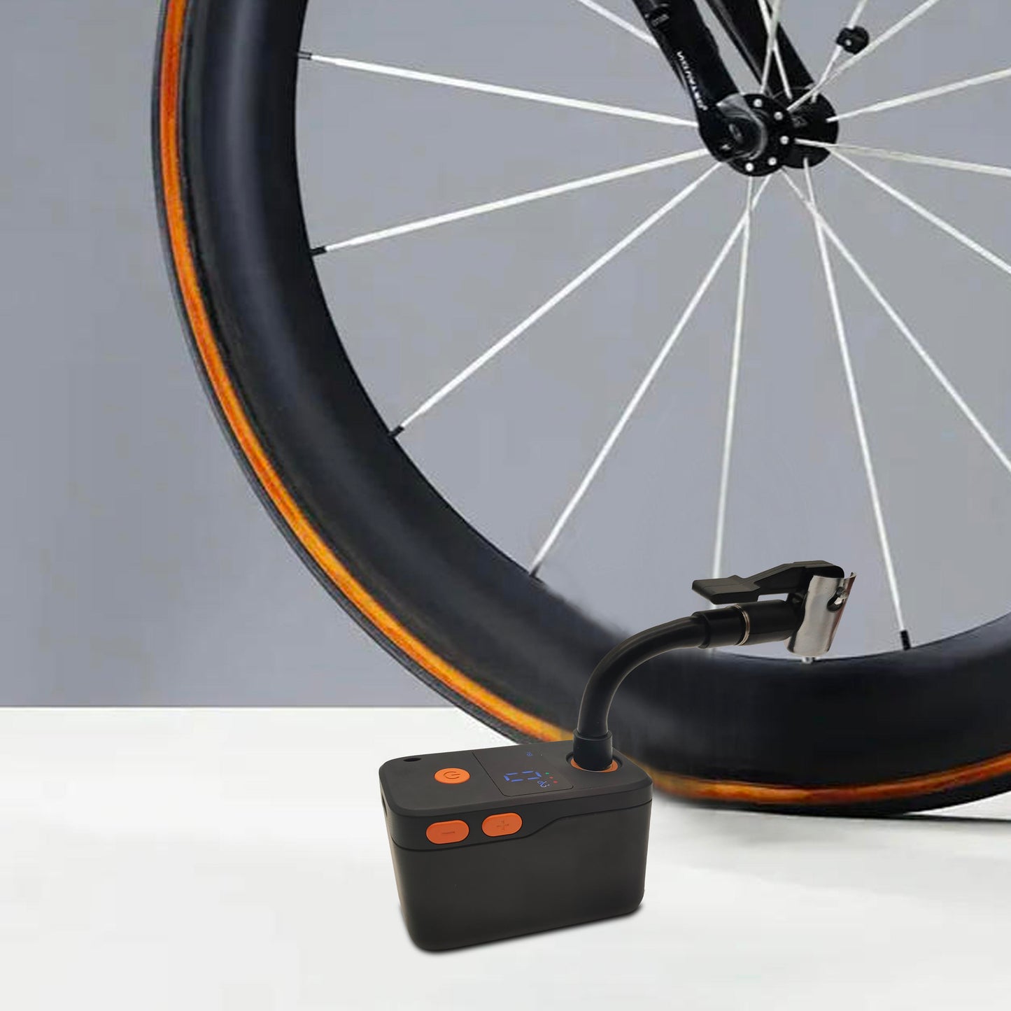 High Pressure Portable Electric Bicycle Tire Pump Lightweight Tiny Mini Smart Bike Air Pump with Presta Valve Adapter 120 PSI