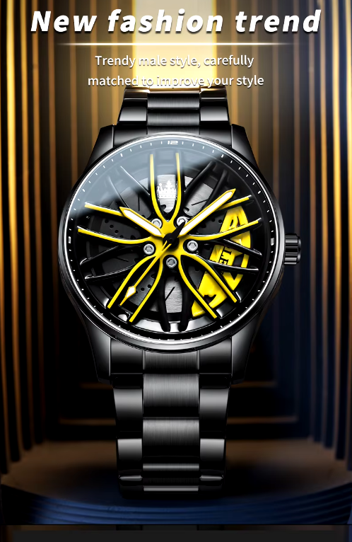 Unique Creative Design Quartz Men Watch Waterproof Reloj Car Wheel Spin Rotate 3d Hollow Steel Quartz Watch