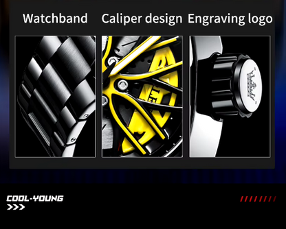 Unique Creative Design Quartz Men Watch Waterproof Reloj Car Wheel Spin Rotate 3d Hollow Steel Quartz Watch