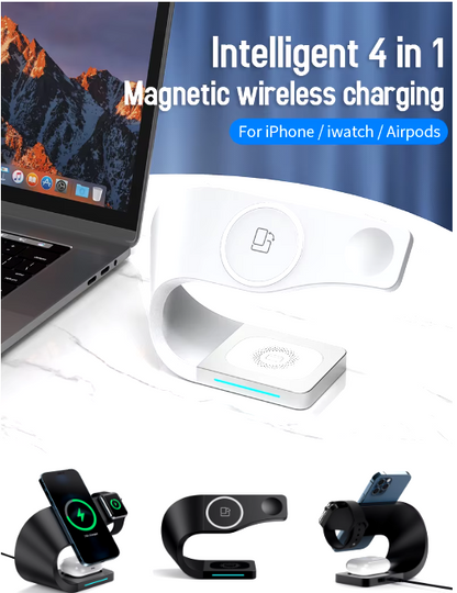 4 in 1 Magnetic Multifunction Station Wireless Charger Stand for Phone / Watch and EarPods Fast Charging
