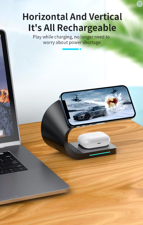 4 in 1 Magnetic Multifunction Station Wireless Charger Stand for Phone / Watch and EarPods Fast Charging