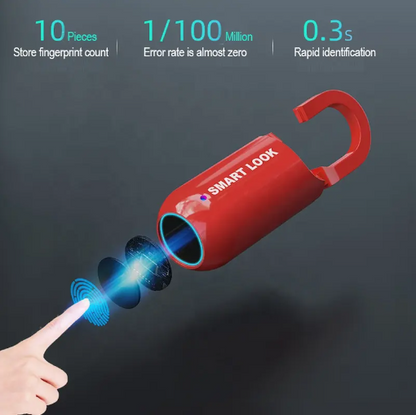 Small Unlocking Padlock Luggage Gym Cabinet Waterproof USB Charging Smart Fingerprint Padlock