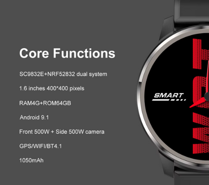 Dual System Smart Watch 4G Plug-in 64GB HD 1.6" Display Waterproof GPS Remote Control Features Compatible Android
