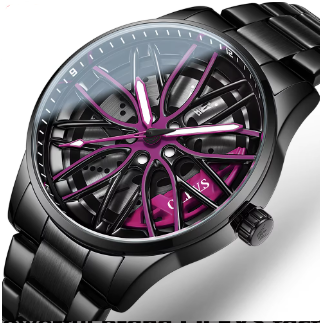 Unique Creative Design Quartz Men Watch Waterproof Reloj Car Wheel Spin Rotate 3d Hollow Steel Quartz Watch